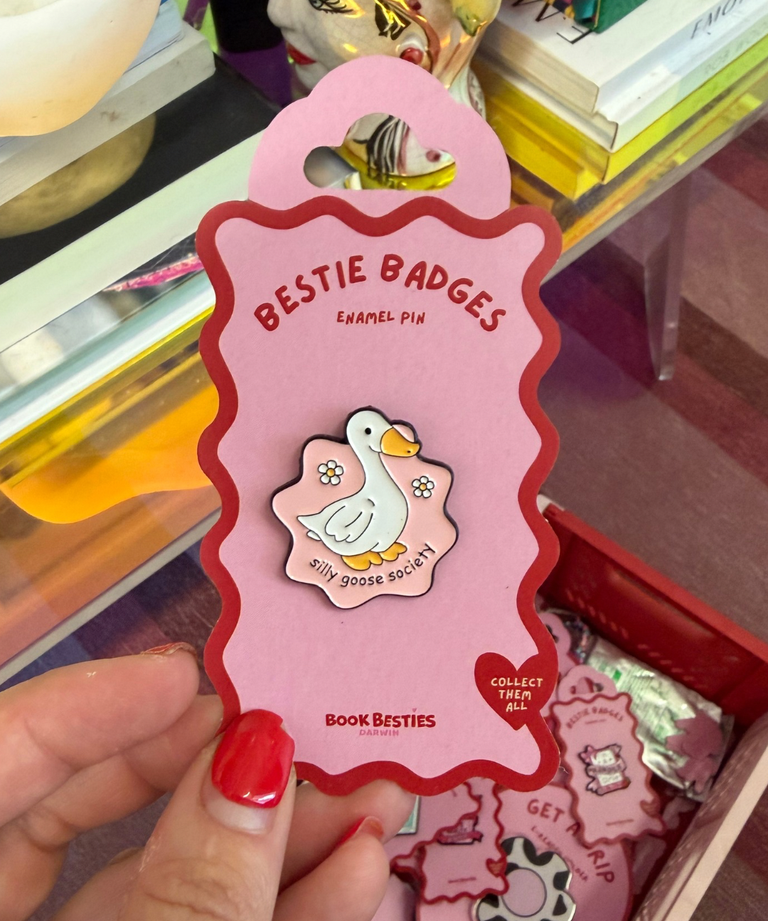 bestie badges - silly goose society pink