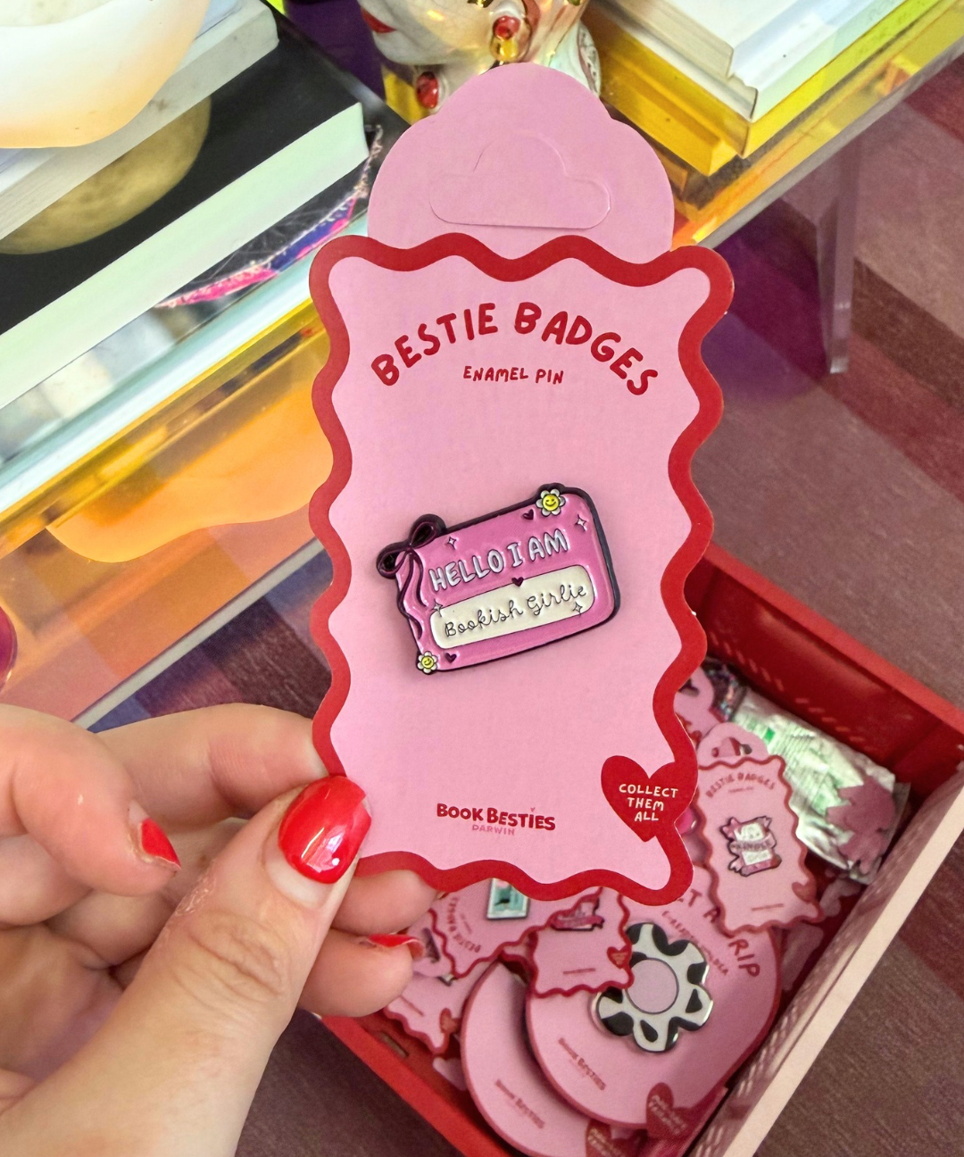 bestie badges - bookish girlie name tag