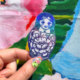 Blue babushka / matryoshka doll sticker