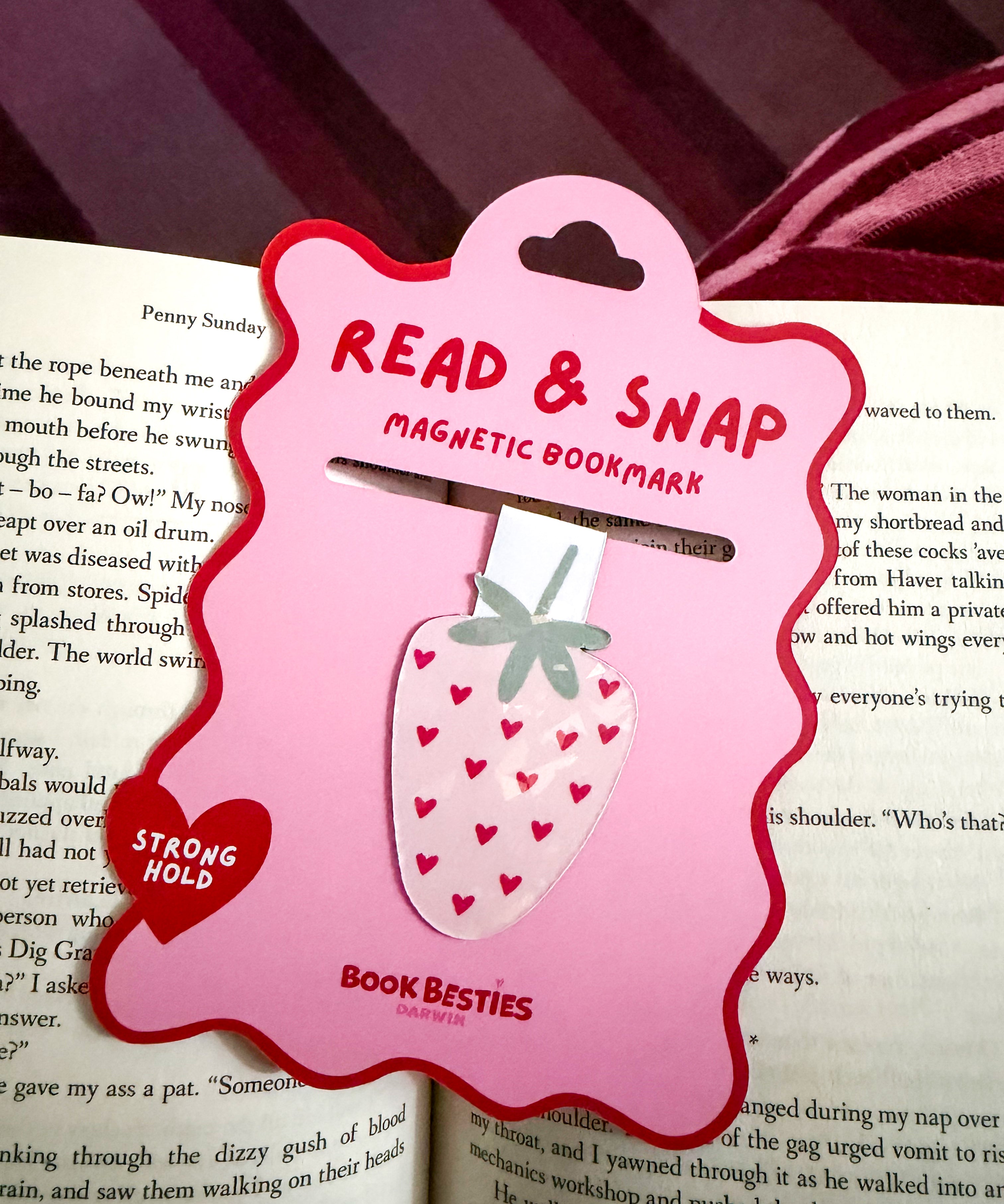 strawberry read & snap bookmark