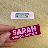 book besties acrylic name badge