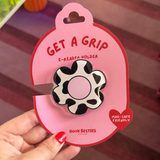 get a grip e-reader holder - cow print floral