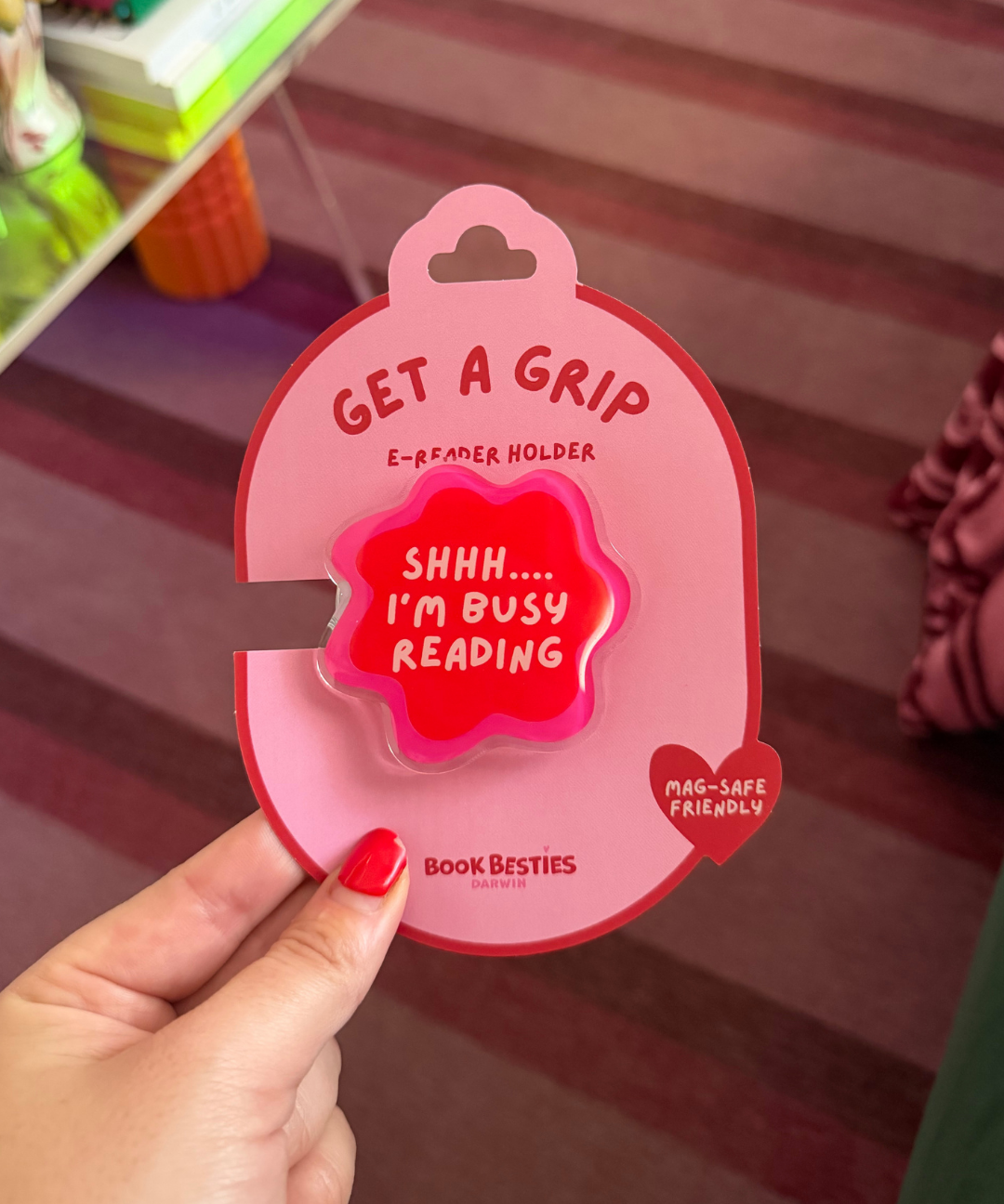 get a grip e-reader holder - shhh I'm reading